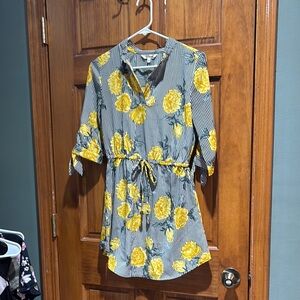 ❤️Blush Yellow Floral Striped Button Down Shirt